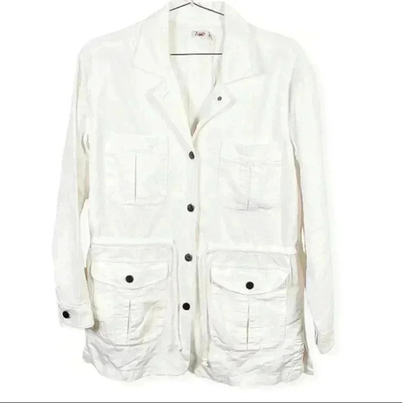 Faherty White Linen And Cotton Utility Jacket - Picture 2 of 9